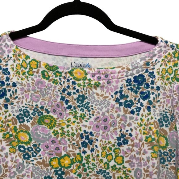 Croft & Barrow Violet Green Floral Boat Neck 3/4 Sleeve Top S - Picture 5 of 5